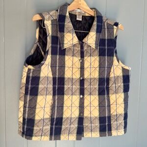 Vintage style quilted‎ plaid vest cotton blend academia 90s preppy heritage L